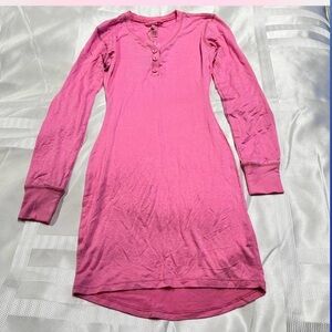 Pink Long Sleeve Henley Dress